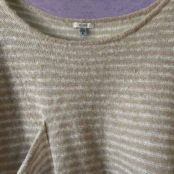 Ecote cream tan cropped stripe pullover pocket sweater ASO Violet Harmon - Picture 3 of 6